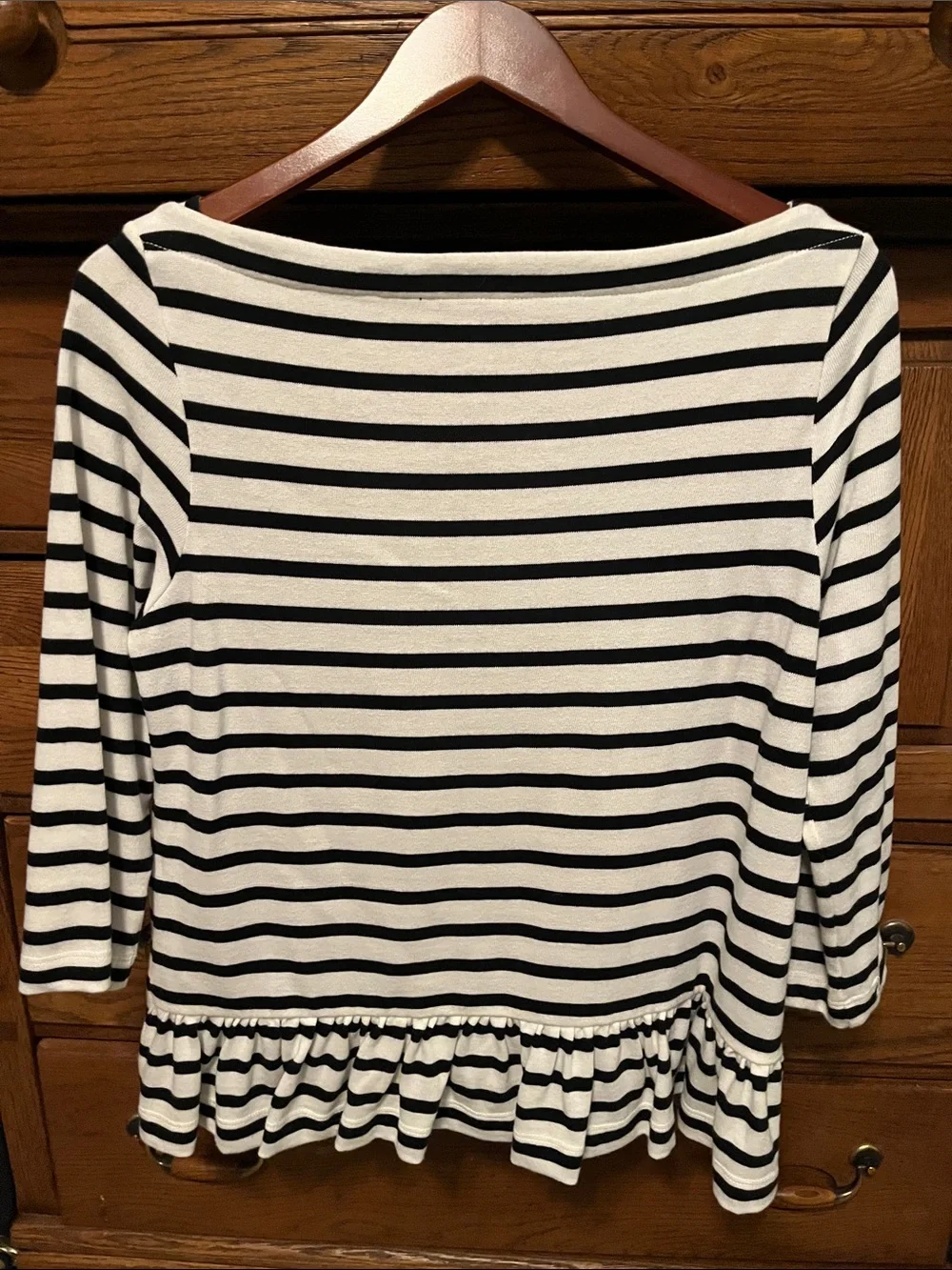 Kate Spade black and cream stripe cotton top size large